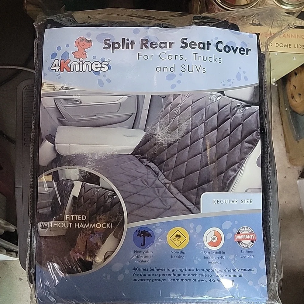 MONEY DONATED TO SPCA 4knines Split rear seat cover for cars trucks and suv